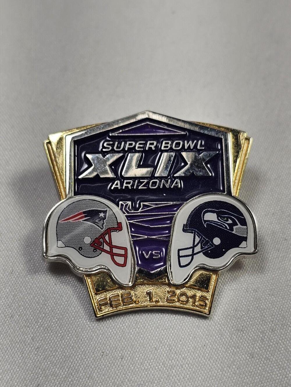 Super Bowl Superbowl 49 XLIX Pin Seattle Seahawks New England Patriots 2015